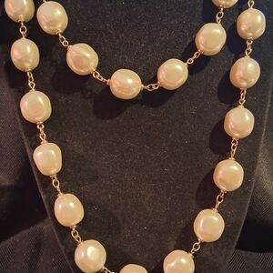 Napier Gold-Tone Chain with Cream Pearl Stations